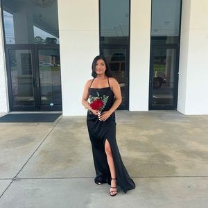 Black Azazie  Satin Formal Dress. Size 10